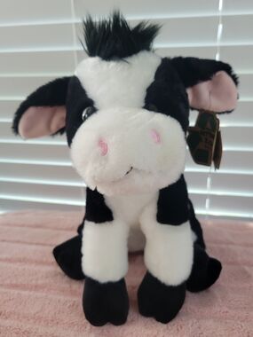 Plush Black White Cow Stuffed Animal The Petting Zoo I'm Recycled Holstein Wild